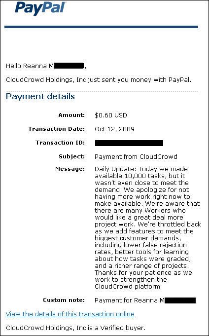 cloudcrowd proof of payment, make money with facebook