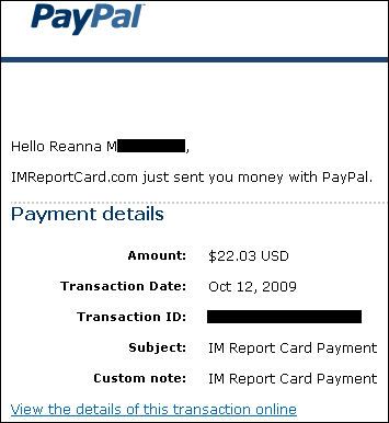imreportcard proof of payment