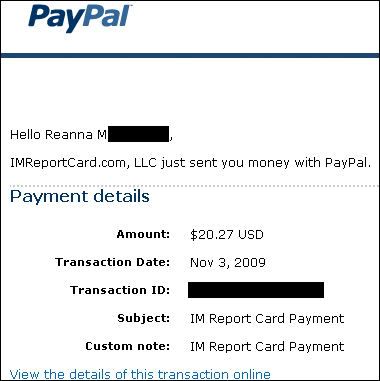 imreportcard proof of payment