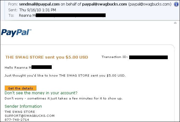 swagbucks giftcard paypal money