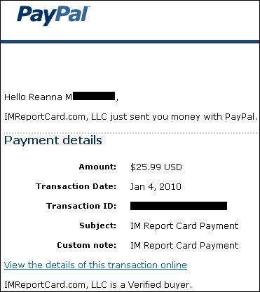 imreportcard scam proof of payment