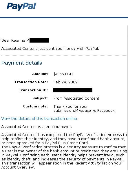 associated content proof of payment