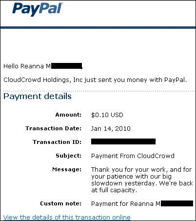 cloud crowd, make money on facebook, proof of payment