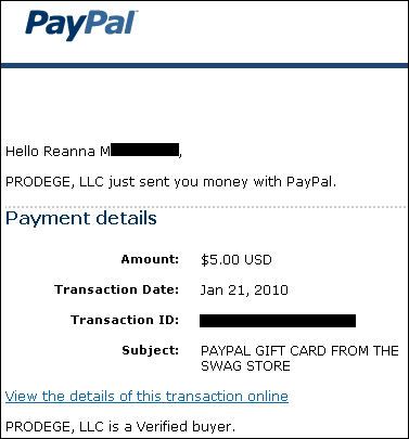 paypal giftcard via swagbucks.com