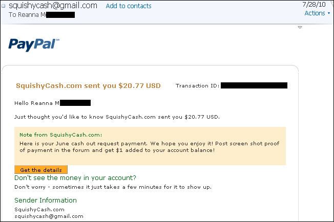 squishycash payment, squishycash scam, proof of payment