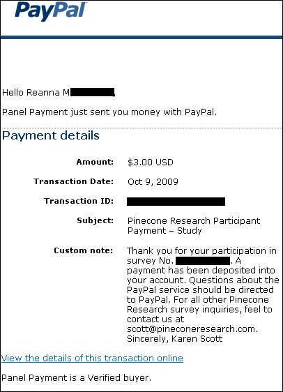 pinecone research proof of payment, make money online for taking surveys