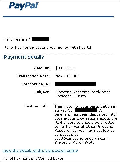 pinecone research payment proof, make money taking surveys online