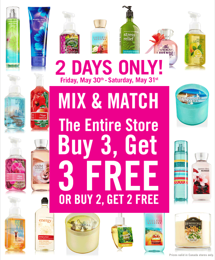 Buy 3, Get 3, Bath and Body Works 