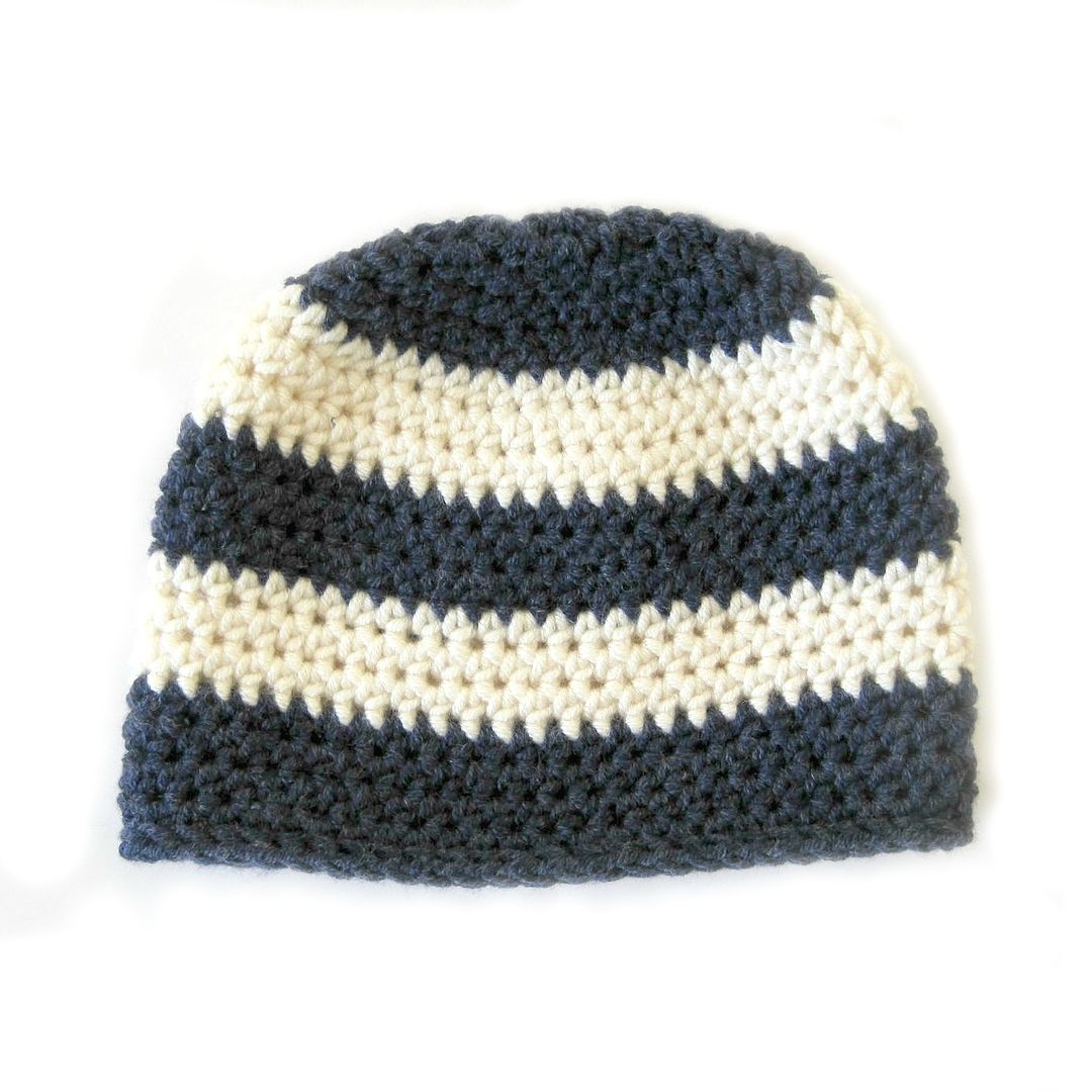 Chunky Stripe Hat: free crochet beanie pattern | She's Got the Notion