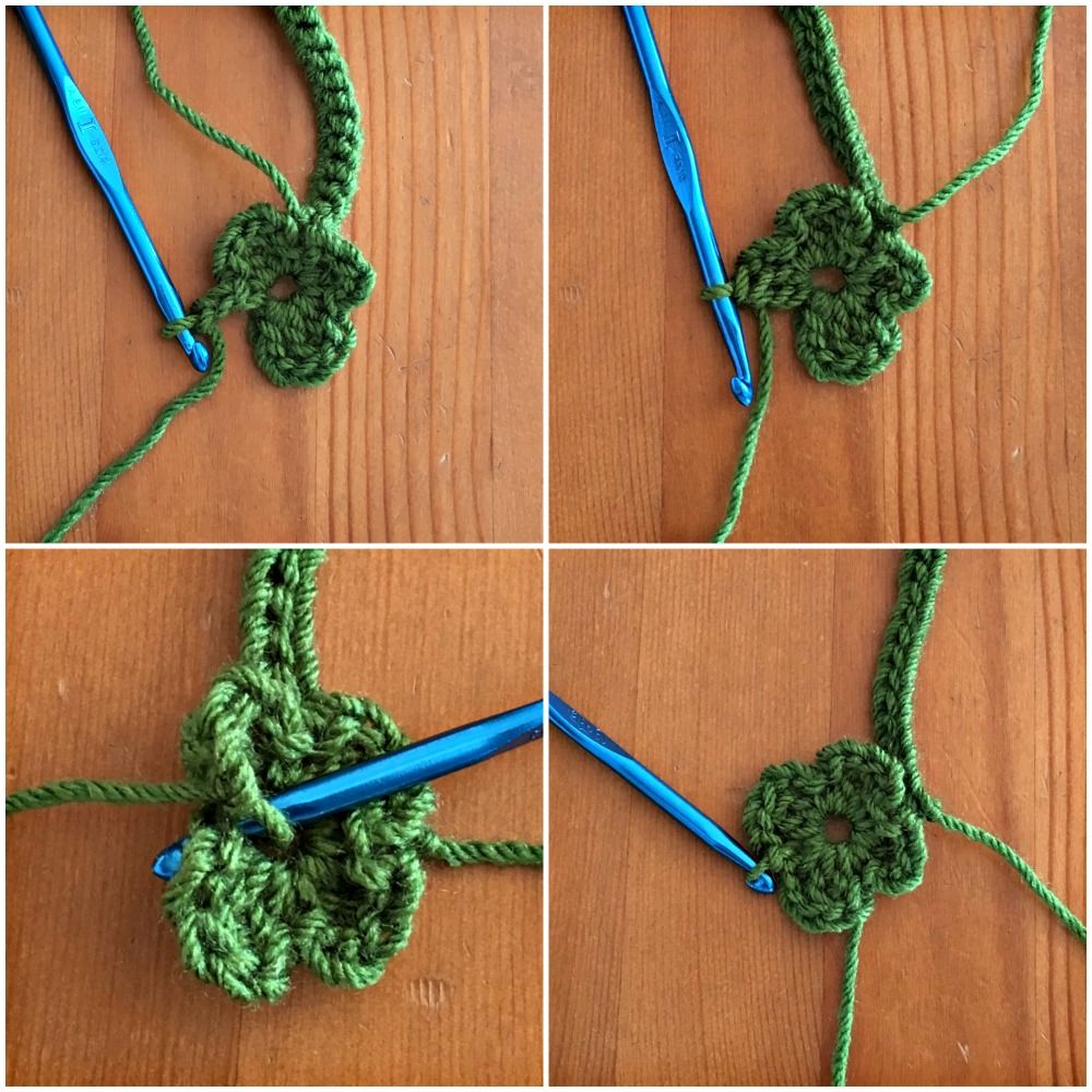Shamrock Flower Crown for St. Patrick's Day: free crochet pattern for a 3-leaf or 4-leaf clover flower chain | She's Got the Notion