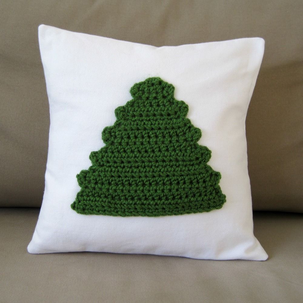 Crochet Tree Applique Pillow: free crochet pattern | She's Got the Notion