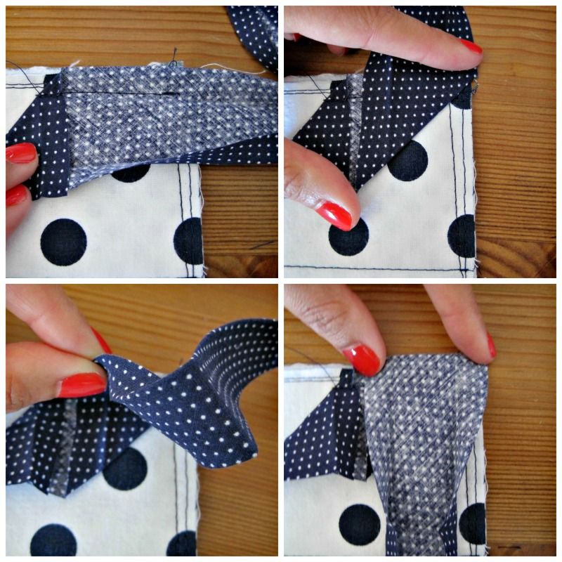 Fat Quarter Series: Makeup Brush Roll: sewing tutorial. How to miter bias tape corners. | She's Got the Notion