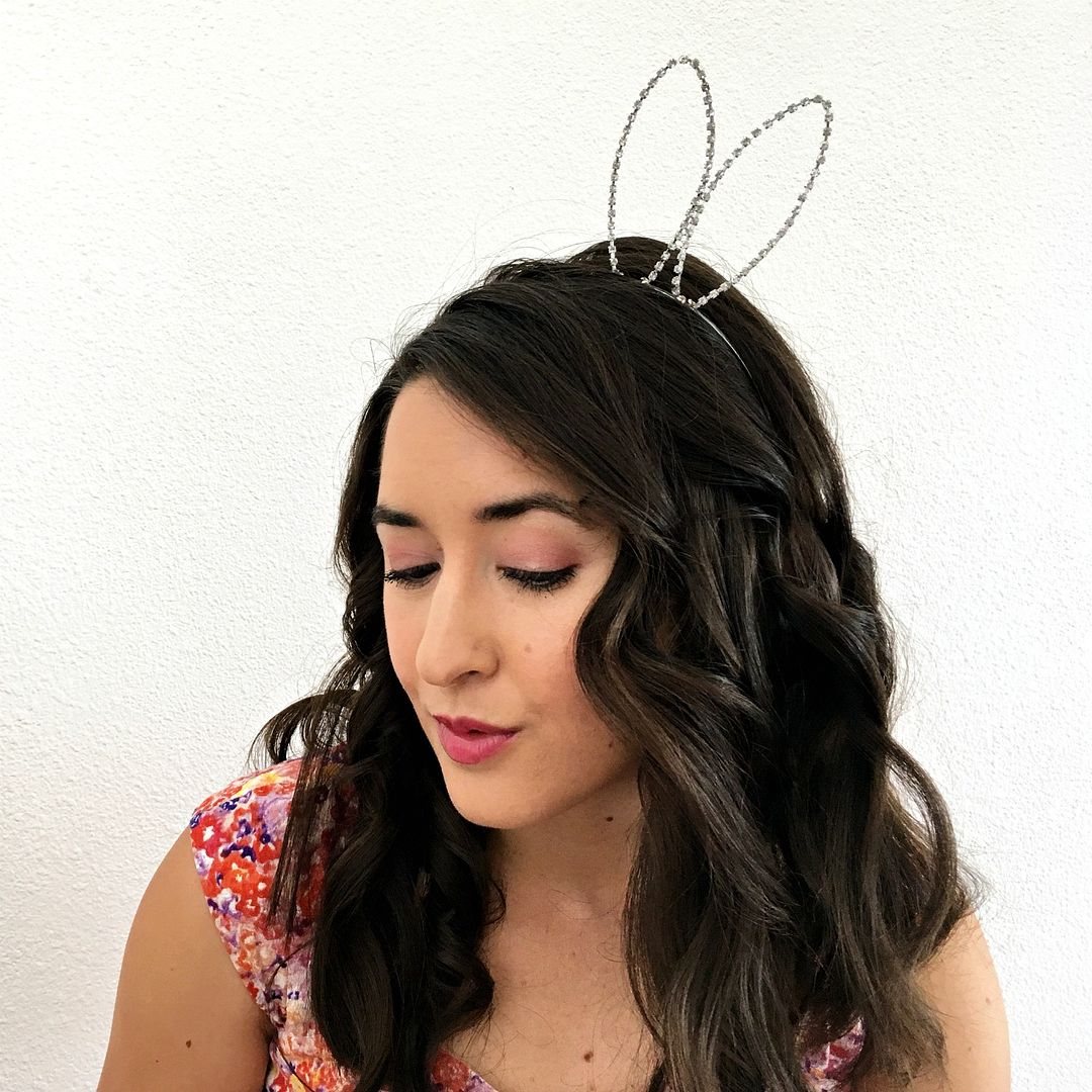 DIY Rhinestone Bunny Ears: make your own rabbit ears out of wire, a metal headband, and rhinestone chain. Perfect for Easter craft! | She's Got the Notion