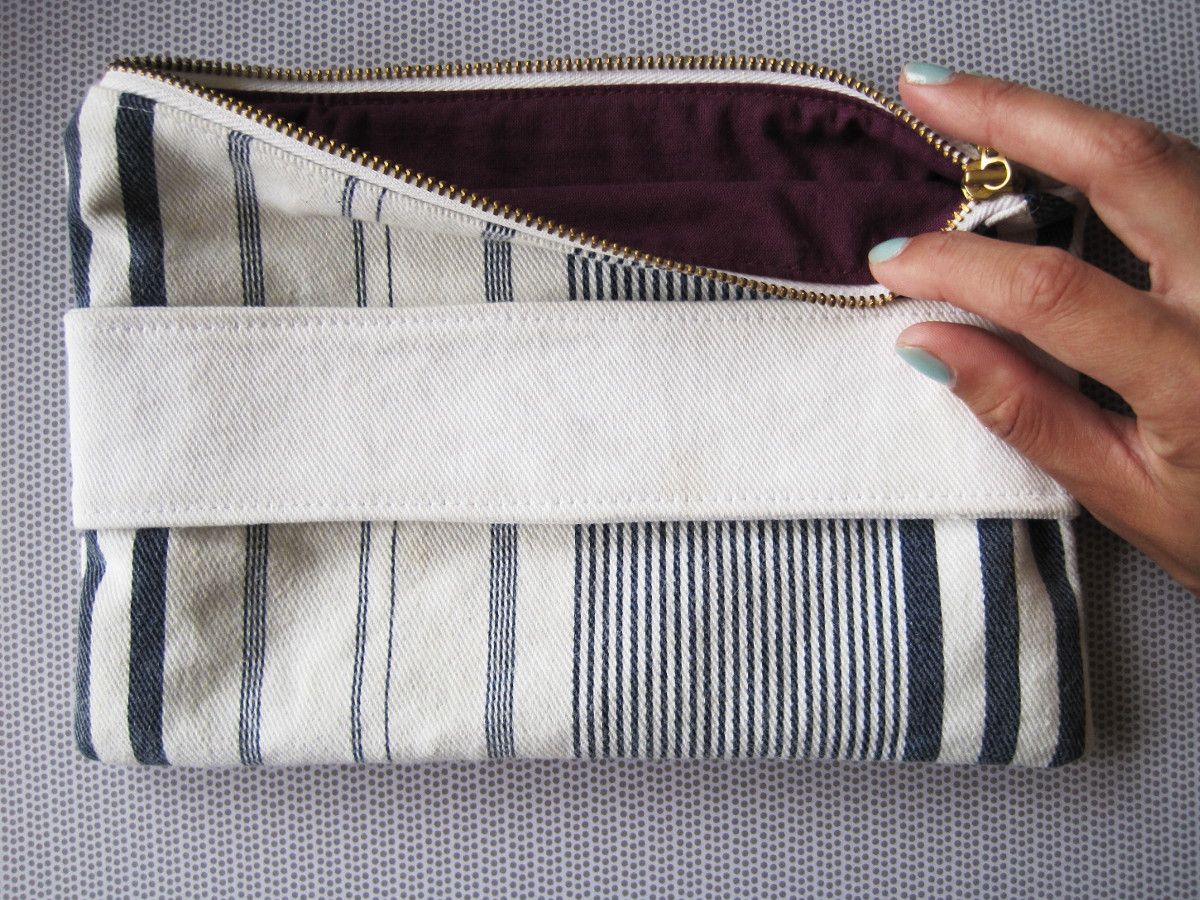 Striped Denim Clutch: sewing tutorial | She's Got the Notion