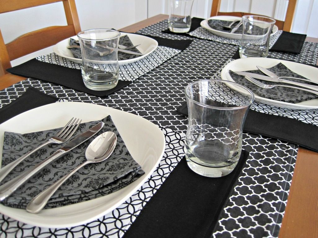 DIY Tablescape: placemat, napkin, and table runner sewing tutorial. Learn how to sew mitered corners and impress your guests at your next dinner party.  | She's Got the Notion