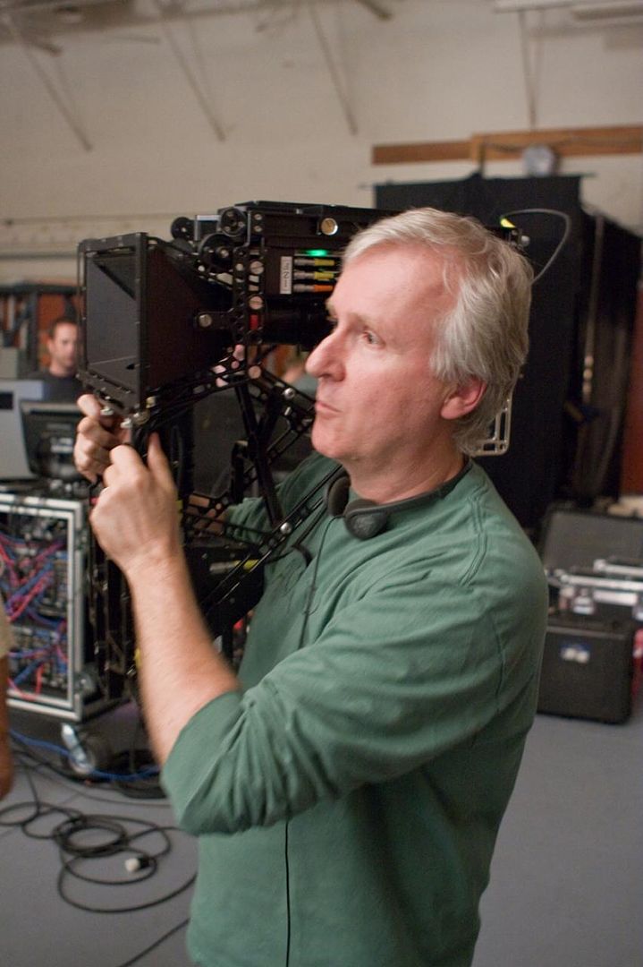 James Cameron shoots a scene from Avatar using new 3D camera technology.  Image courtesy of 20th Century Fox.