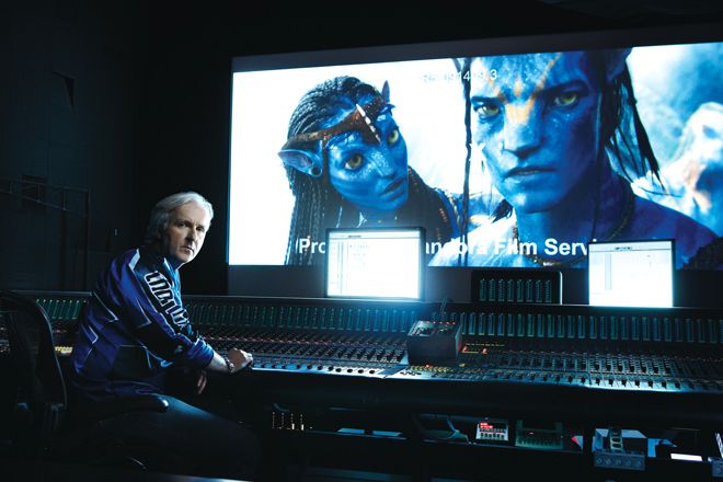James Cameron supervising digital effect production for Avatar.  Photograph by Art Streiber.