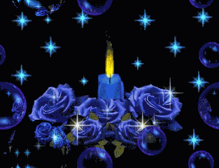 blue candles & roses