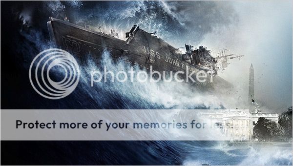 The White house goes under a rip tide, along with the U.S.S. John F. Kennedy in a scene from 2012.  ©2009 Columbia TriStar Marketing Group