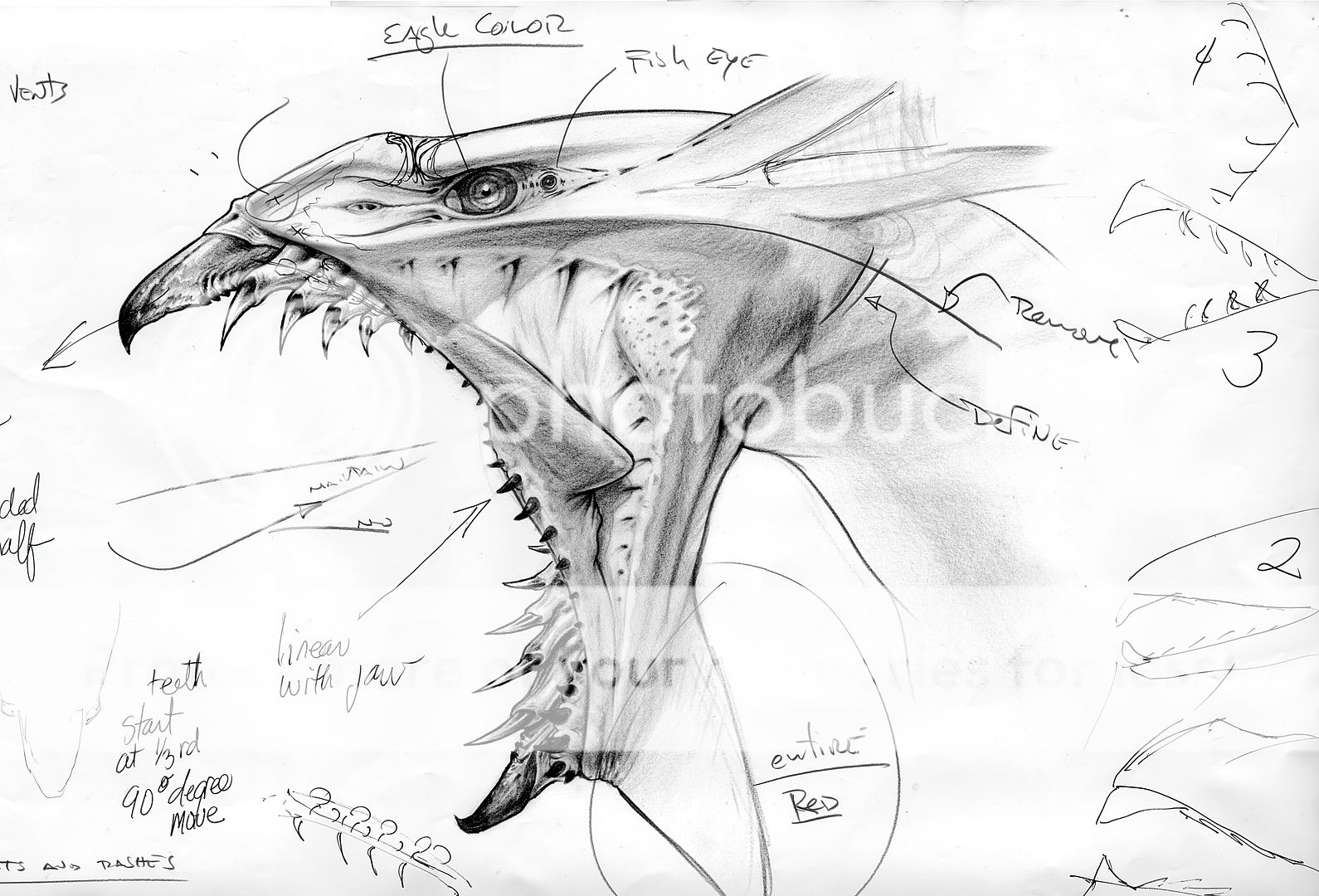 Early concept drawing of the Banshee bird, meant to employ biomechanical form and function.