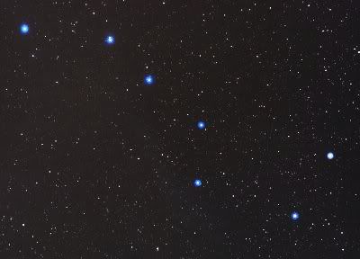 The Big Dipper constellation surrounded by star systems.