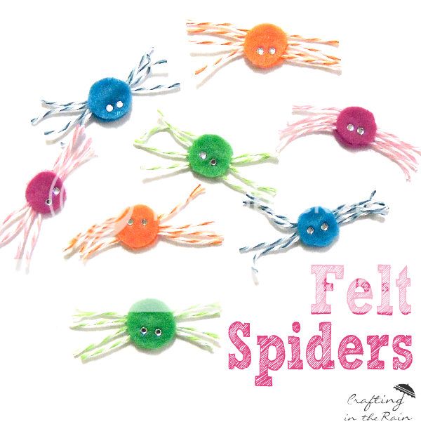 Colorful Felt Spiders by @crafting_rain