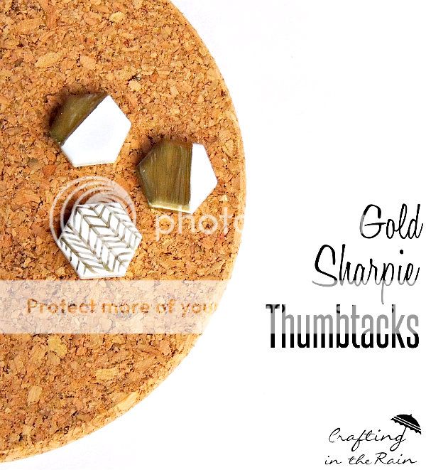Decorated thumbtacks with gold Sharpie | Crafting in the Rain