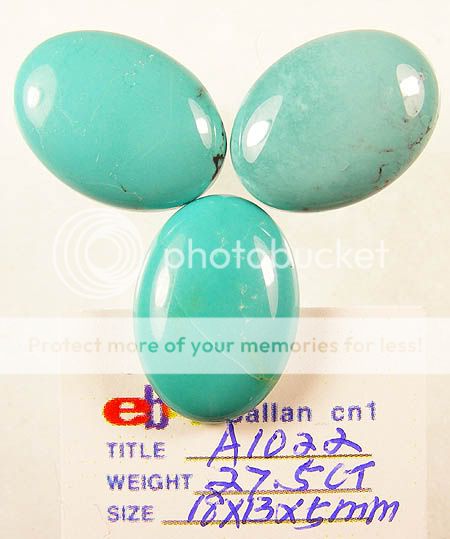 3P sea green spiderweb turquoise oval cabochon 28ct  